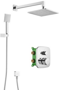 Душевой набор: термостат на 2 выхода (встройка), верхний душ 21см, ручной душ, (цв.хром),  ZZ Swedbe Harmony 5559
