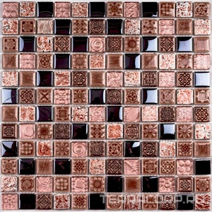 Мозаика Bonaparte Мозаика стеклянная с камнем Sudan (23x23x8) 30x30 Комбинированный 