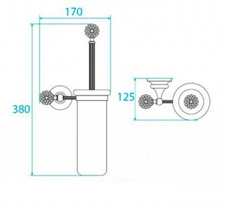 Ерш настенный, колба керамическая, (цв.бронза, Swarovski),  ZZ Cezares Olimp OLIMP-TB-02-Sw