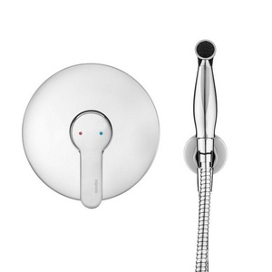 Комплект гигиенического душа: смеситель с внешней и встраив.частью, лейка, шланг 1,2м, кронштейн с подводом воды 1/2, (цв.хром), Platta ZZ Swedbe platta 5525