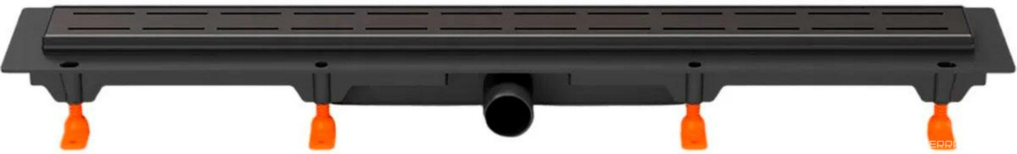 Водоотводящий желоб 650 мм LINE - с боковым сливом D 40, с решеткой под плитку, цв. черный, ZZ Veconi Универсал V650LB