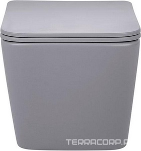 Унитаз подвесной, безободковый, 520х360х350мм, сиденье ультратонкое с микролифтом, крепеж в компл., (цв.серый матовый),  ZZ Vincea Q-Line VT1-12MG