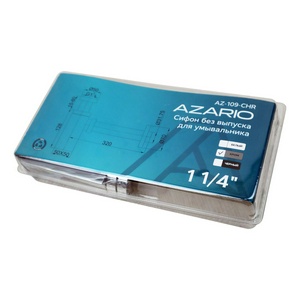 Сифон для раковины 1*1/4, квадратный, без донного клапана, цв. хром Azario Универсал AZ-109-CHR