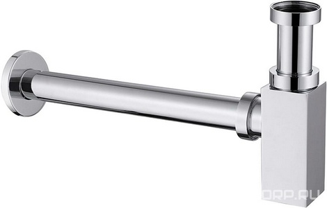 Сифон для раковины 1*1/4, квадратный, без донного клапана, цв. хром Azario Универсал AZ-109-CHR