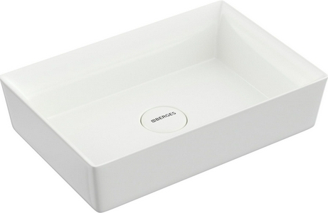 Раковина 55х38 cм, накладная БЕЗ отверстия под смеситель, с декоративной крышкой слива, цв.белый KL Berges Mascon 181003