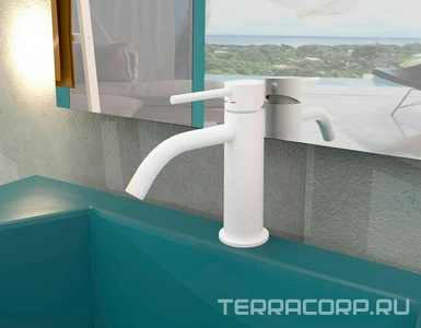 Смеситель для раковины, без д/к, (цв.белый матовый),  ZZ Paffoni Light LIG071BO