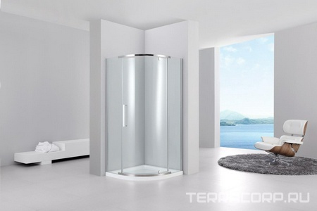 Душевое ограждение 90x90х195 см, распашная дверь, проф.хром, стекло прозрачное, без поддона ZZ Black & White Stellar Wind S305