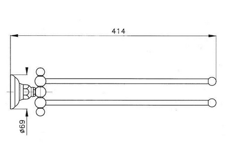 Полотенцедержатель двойной поворотный 414мм, (цв. золото),  ZZ Nicolazzi Classica 1482 GO