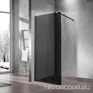 Душевая перегородка 1200хh2000мм, правая/левая, (стекло тонированное 8мм, поперечн. укорачиваемый кронштейн 1200мм, фурнит.цв.черный мат.),  ZZ Vincea Walk-In VSW-1H120CGB