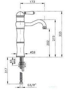 Смеситель для раковины однорычажный в высоким изливом, (цв. бронза, ручка El Capitan),  ZZ Nicolazzi Classica 3472 BZ 75