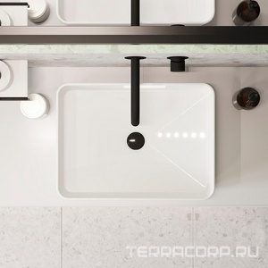 Раковина накладная на столешницу, прямоуг, 500x370хh135мм, без отв.д/смесит., без перелива, (цв.белый глянец),  ZZ Aqueduto Espiral ESP0410