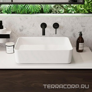 Раковина накладная на столешницу, прямоуг, 500x370хh135мм, без отв.д/смесит., без перелива, (цв.белый глянец),  ZZ Aqueduto Espiral ESP0410