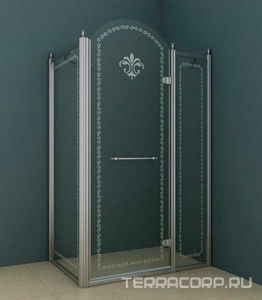 Душевой уголок 1000х1000хh2118мм, квадрат, "Правый" распаш. дверь справа, с неподв.стенкой (стекло прозрачное с мат/узором, 8мм, фурн/.хром),  ZZ Cezares Retro RETRO-A-11-100-CP-Cr-R