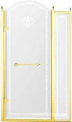 Дверь в нишу 1000хh2118мм, с неподв. сегментом, "Левая" петли (вход 550мм) слева, (стекло прозрачное с матовым узором, 8мм, фурн/золото), Retro XX