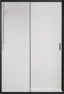 Дверь для душа, в нишу 1200хh1950мм, раздвижн., 1 дверь, 1 неподв.секц, правая/левая, (стекло прозрачное 5мм, фурн.цв.черный матовый),  ZZ Vincea City VDS-5CT120CLB