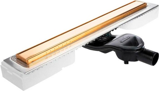 Душевой желоб 70 см, корпус из нержавейки, поворотный сифон, гидрозатвор, цв.золото ZZ Berges C1 Norma 092118