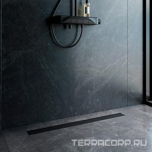 Душевой желоб 90 см, комбинированный затвор, решетка под плитку из нерж.стали, цв.черный ZZ AMPM Универсал W02SC-U11-090-04BM