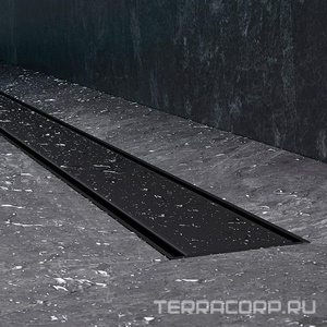 Душевой желоб 90 см, комбинированный затвор, решетка под плитку из нерж.стали, цв.черный ZZ AMPM Универсал W02SC-U11-090-04BM