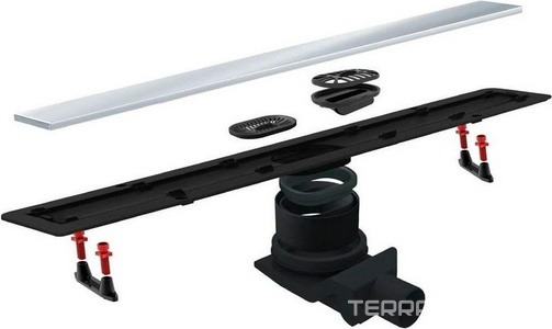 Дренажн.канал 550мм, готов.компл, сифон d50 выход вбок, затвор (сухой/гидро), 2х стор.вставка цв.матов хром/под плитку, CFL Bettoserb Confluo Frameless Line 13701230-NEW