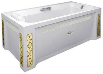 Ванна г/м "ХЕЛЬГА 2-GOLD",1700х900, фронт.панель с декор"Swarovski+Арт-мозаика",подголовник,ГМ4, НМ2, СМ5, контр-200, молдинг,каркас,слив-перелив ZZ