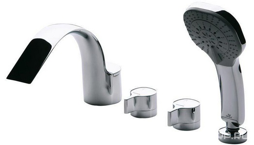 Смеситель для ванны, встраиваемый в борт на 4 отв., лейка, шланг 150см в компл., (цв.хром), Melagne ZZ Ideal Standard Melange A4293AA