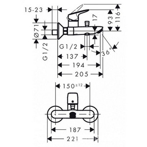 Смеситель для ванны, (цв.хром), Lоgis Hansgrohe Logis 71400000