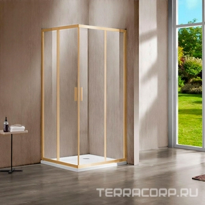 Душевой уголок 1000х900хh1900мм, прямоуг., правый/левый, (стекло прозрачное 6мм, фурн.цв.брашированное золото),  ZZ Vincea Garda VSS-1G9010CLG