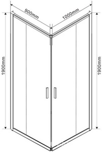 Душевой уголок 1000х900хh1900мм, прямоуг., правый/левый, (стекло прозрачное 6мм, фурн.цв.брашированное золото),  ZZ Vincea Garda VSS-1G9010CLG