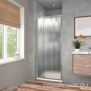 Дверь для душа в нишу, 800-900хh1900мм, распашная с неподв.сегментом, правая/левая, (стекло 6мм, шиншила, фурн.цв.хром),  ZZ Vincea Intra VDP-1I8090CH