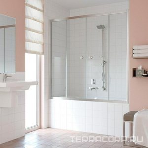 Шторка на ванну , 170x140 см, раздвижная, профиль хром глянцевый, стекло прозрачное ZZ Vegas Glass Z2V Z2V 0170 08 01