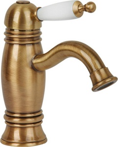 Смеситель для раковины, с д/к, (цв.бронза, ручка (сверху) пластик цв.белый),  ZZ Migliore Oxford 19095