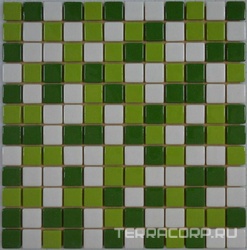 Мозаика 25FL-S-071 (зеленый+салатный +белый) интерьерная (чип 2.5x2.5) ZZ|31.5x31.5