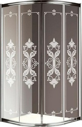 Душевое ограждение 1/4 круга R550, 885-900х885-900хh1950мм, 2 сдвижные двери, (ст.прозр.с матовым рисунком 6мм, фурн/хром), Giubileo ZZ
