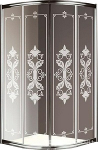Душевое ограждение 1/4 круга R550, 885-900х885-900хh1950мм, 2 сдвижные двери, (ст.прозр.с матовым рисунком 6мм, фурн/хром),  ZZ Cezares Giubileo GIUBILEO-R-2-90-SCORREVOLE-CP-Cr