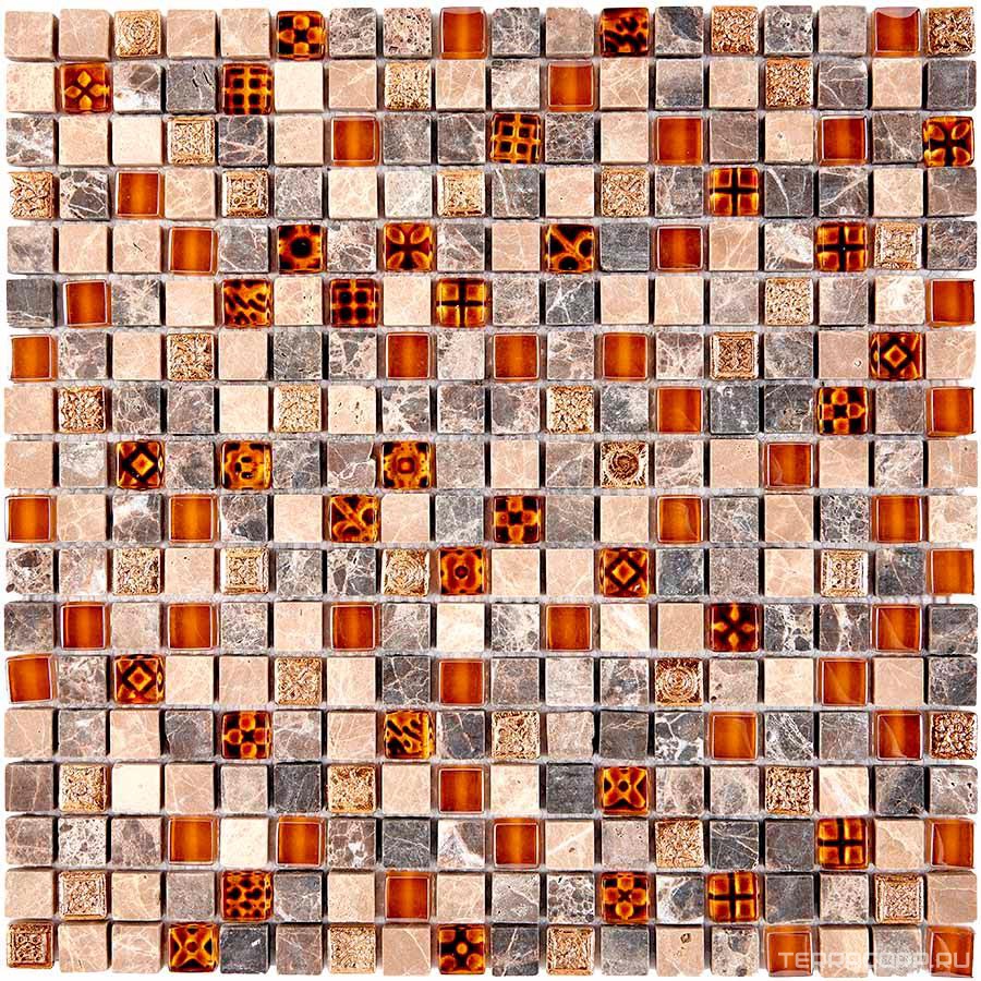 Мозаика Мастера Керамики Glass 720 из мрамора и стекла (чип 15x15) 30х30 n/a, фото 3