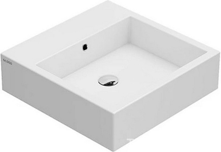 Раковина накладная на столешницу, квадратная 500х500хh140мм, с 1 отв.д/смесит., с переливом,  ZZ Globo Stone SCQ51.BI