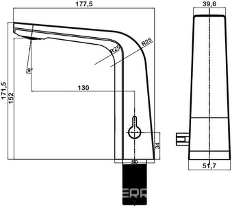 Смеситель для раковины сенсорный, с блоком питания, с регулировкой темп., излив h171,5х177,5мм, (цв.хром), Europe ZZ Swedbe europe 6020-220