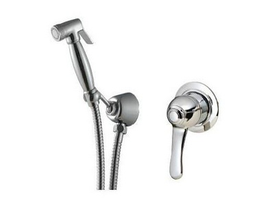 Комплект гигиенический, встраиваемый смеситель, гигиен.лейка, шланг, кронштейн, (цв. золото),  ZZ 3M Miss 1677 DD