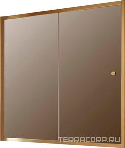 Шторка на ванну , 200x140 см, раздвижная, профиль бронза, стекло бронза, ручки knob ZZ Vegas Glass ZV ZV 0200 05 05