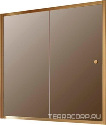 Шторка на ванну ZV, 200x140 см, раздвижная, профиль бронза, стекло бронза, ручки knob ZZ