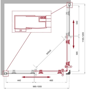 Душевой уголок 1200х1000хh1950мм, прямоуг., правый/левый, (стекло прозрачн.5мм, фурн.цв.хром),  ZZ BelBagno Uno-195 UNO-195-AH-2-120/100-C-Cr