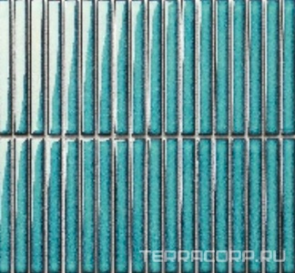 Мозаика Porcelain Mosaic Strip Mosaic 1.5х14.5 Y15FW28 Голубой глянцевый 29.4х31.3 Бирюзовый 