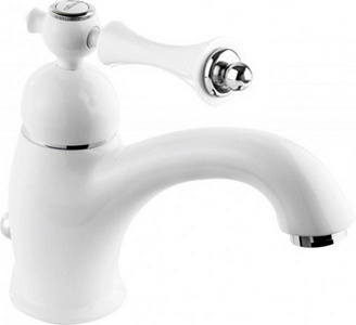 Смеситель для раковины, с д/к, (цв.белый матовый, ручка белый матовый металл),  ZZ Cezares Margot MARGOT-LSM1-A-BIO