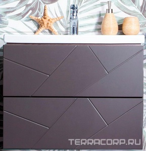 Тумба подвесная для комплекта Бриклаер  60 софт, БЕЗ РАКОВИНЫ, цв. графит ZZ Бриклаер Кристалл 4627125414510