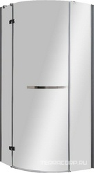 Душевой уголок 900х900хh1950мм, 1/4 круга, дверь распашнная, петли справа, с 2 неподв. сегментами, (стекло прозрачное 6мм, фурн.цв.хром), Bergamo ZZ