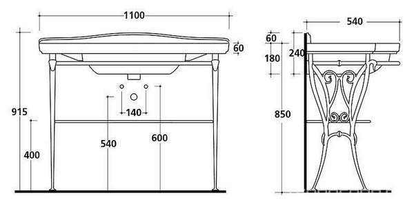 Структура напольная для раковины 110см, с полотенцедержателем и полкой-решёткой (металл цв. алюминий античный), крепёж в компл.,  ZZ Galassia Ethos 8448