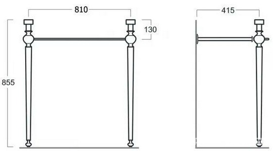 Консоль металлическая для раковины 105см, (для арт.AR 874 хх), (цв. хром),  ZZ Simas Arcade AR CG2 cromo