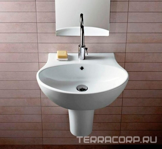 Раковина 680х490мм, 1 отв. д/смес., с переливом, (без креплен.YR47),  ZZ Hatria Nido Y0QX