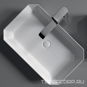 Раковина накладная  56x36 см, БЕЗ отверстия под смеситель, (скошенные углы), белая Sanita Luxe Line WB.CT/Line/55-N/WHT.G/S1 / (LINSLWB01)