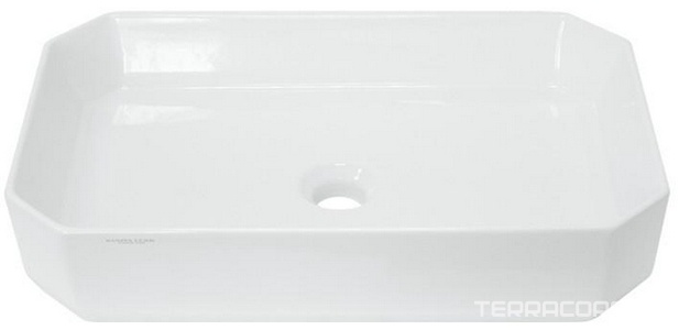 Раковина накладная  56x36 см, БЕЗ отверстия под смеситель, (скошенные углы), белая Sanita Luxe Line WB.CT/Line/55-N/WHT.G/S1 / (LINSLWB01)